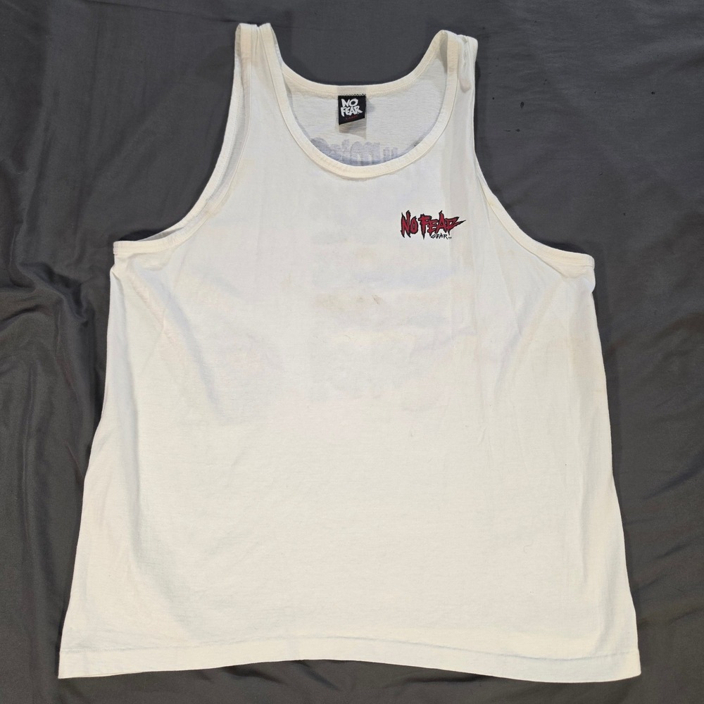 No Fear Gear Tank Top White Large Basketball Graphic Vintage  90s Streetwear